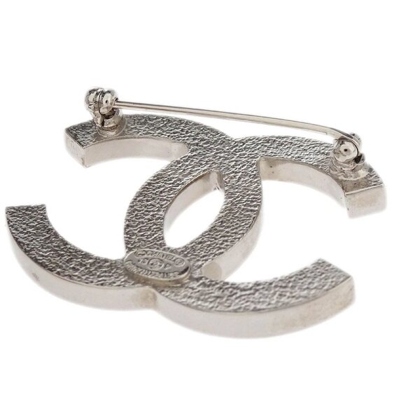 Chanel CC Brooch Pin Silver Rhinestone 13P 166204 - Picture 3 of 4